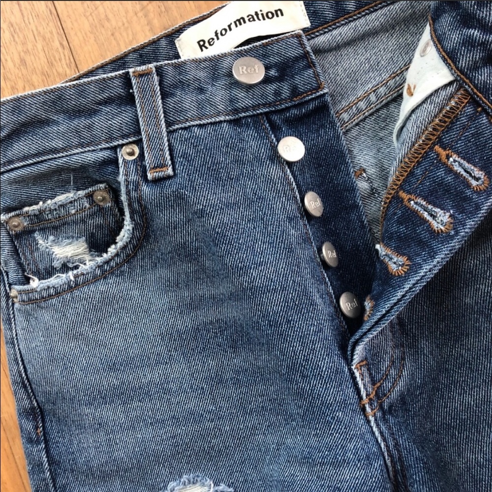 Reformation mid wash jeans